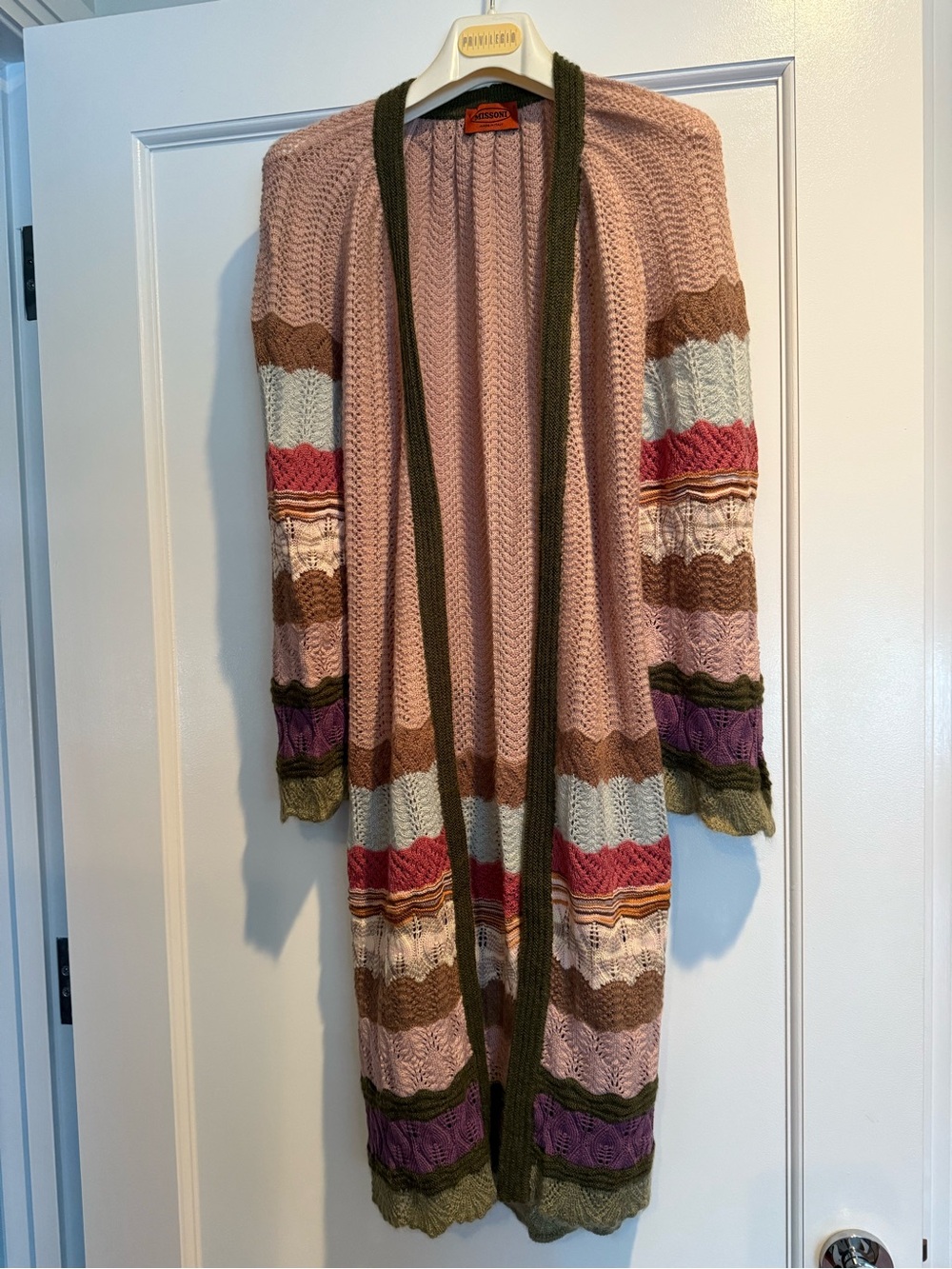 Missoni Pink Multi-Stripe Open-Front Knit Cardigan